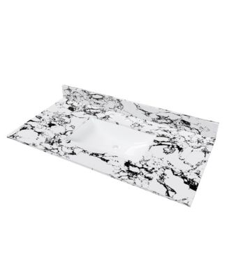 43 x 22 Inch Bathroom Vanity Top with Undermount Ceramic Sink Backsplash Artificial Marble 3 Faucet Holes Carrara Vanity Top Only