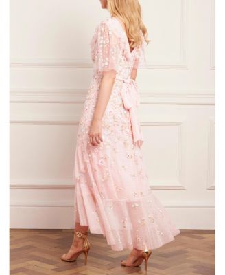 Women's Ethereal Blooms Frill Ankle Gown