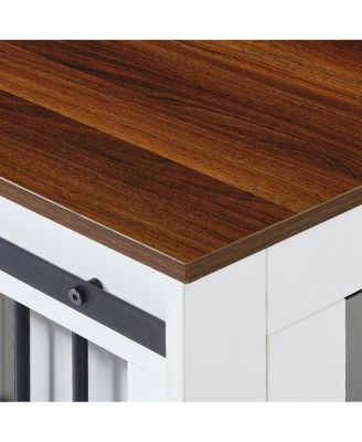 70" Dog House Furniture, Indoor Metal Kennel with Sliding Doors and Divider