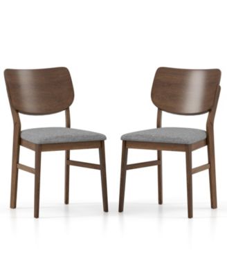 Farmhouse Upholstered Kitchen Chairs Set of 2, Linen Fabric, Rubber Wood Frame