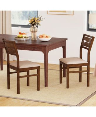 Padded Dining Chairs Set of 2 with Rubber Wood Frame and Polyester Cushion