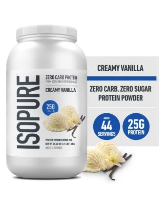Zero Carb Pure Whey Isolate Protein Powder, Lactose Free, Gluten Free, Vitamins, Creamy Vanilla, 25g Protein Per Serving, 44 Servings