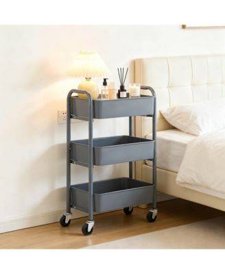 3-Tier Compact Rolling Storage Cart - Under Desk Use, 100 lbs Capacity