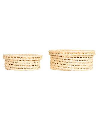 Handwoven Corn Leaf Nestable Baskets with Lids, Set of 2
