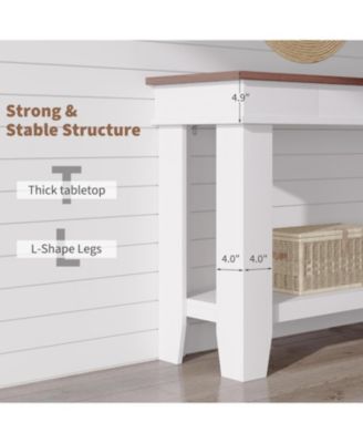 54-Inch Farmhouse Console Table with Drawers and Open Shelf, Wooden Entryway/Sofa Table for Hallway or Living Room