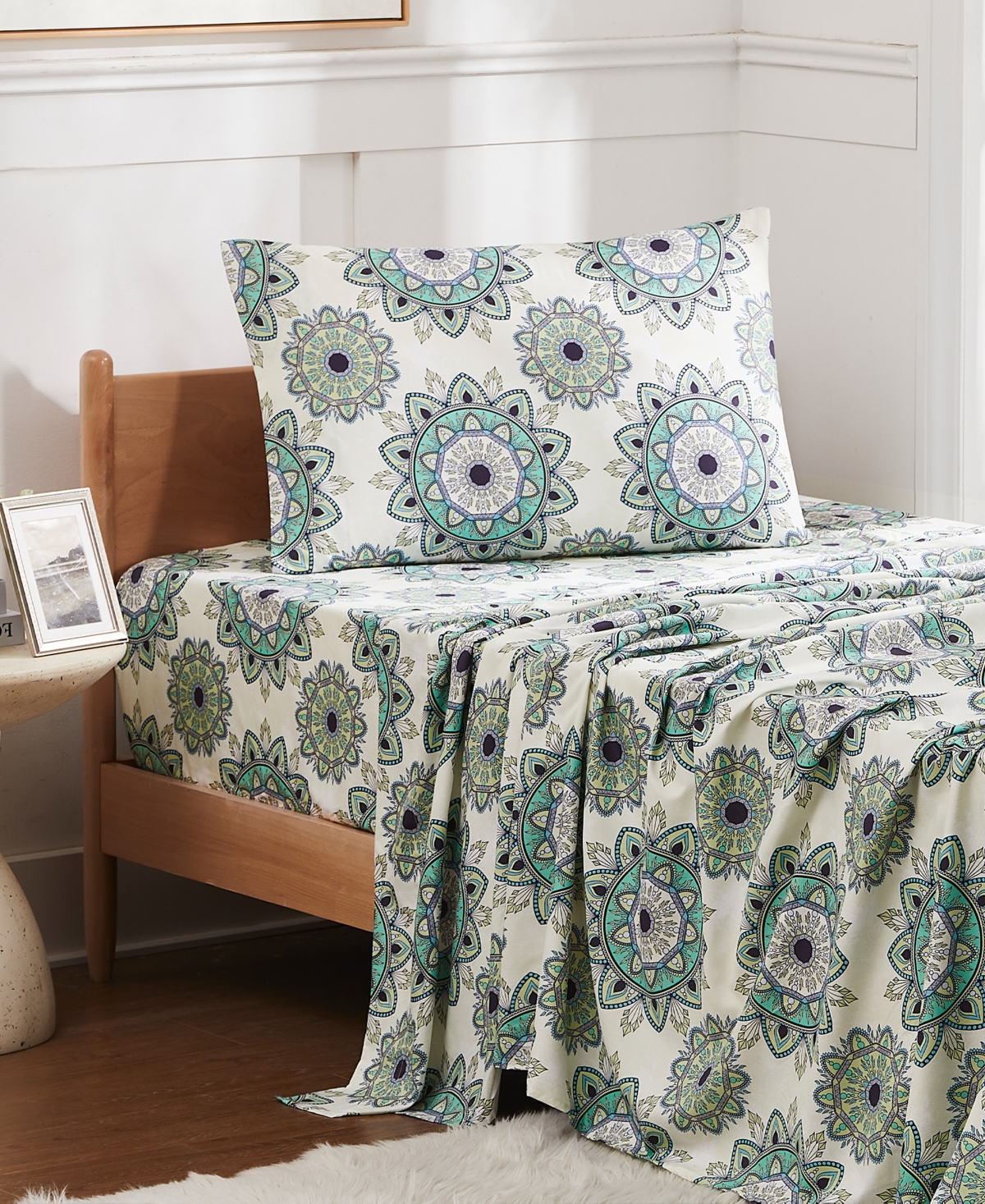 Sweet Home Collection Printed Double Brushed 1500-Thread Count Soft Microfiber -Pc. Sheet Set