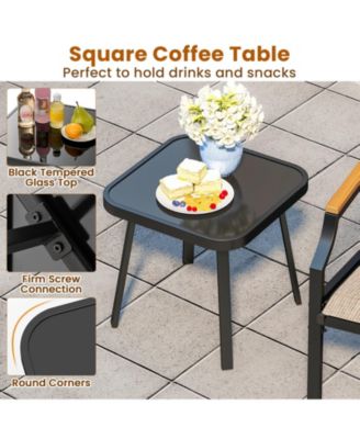 3 Piece Outdoor Chair Set with Breathable Fabric Seat and Armrest