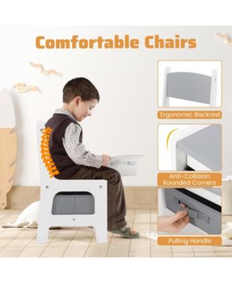 4 in 1 Kids Toddler Activity Table and Chairs Set with Reversible Tabletop