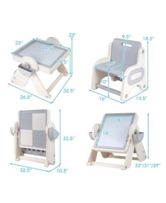 6-in-1 Multi-Activity Children Table and Chair Set with Folding Art