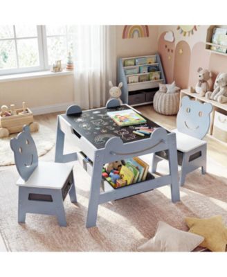 5-in-1 Toddler Table and 2 Chairs with Reversible Chalkboard Whiteboard
