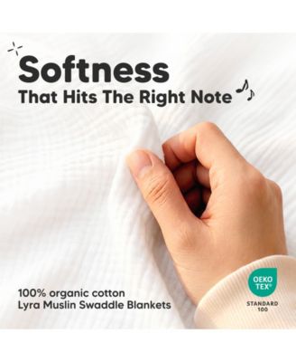 3-Pack Lyra Muslin Swaddle Blankets for Newborns, Large Cotton Nursery Baby Blankets, Soft & Breathable