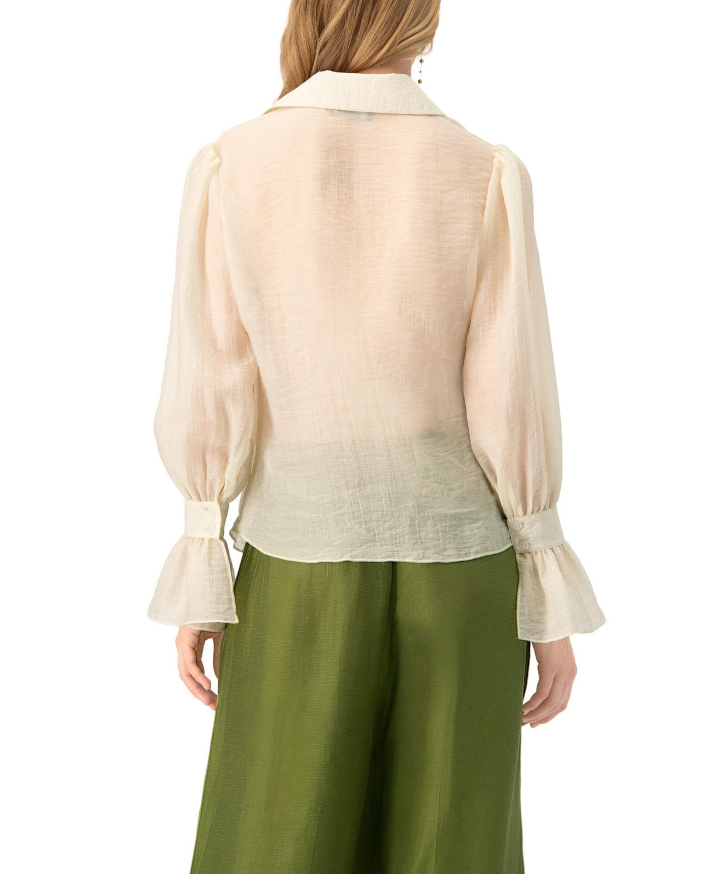 Женская рубашка Ivonne See-Through Long Sleeve With Wide Cuffs, цвет: Слоновая кость — фото 2