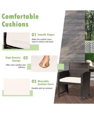 3 Pieces Patio Wicker Furniture Set with Storage Table and Cover