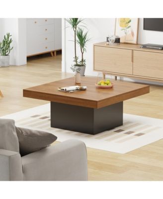 Modern LED Square Coffee Table, 35 Inch Living Room Centerpiece with 16-Color Lights, Minimalist Plug-in Design, Perfect