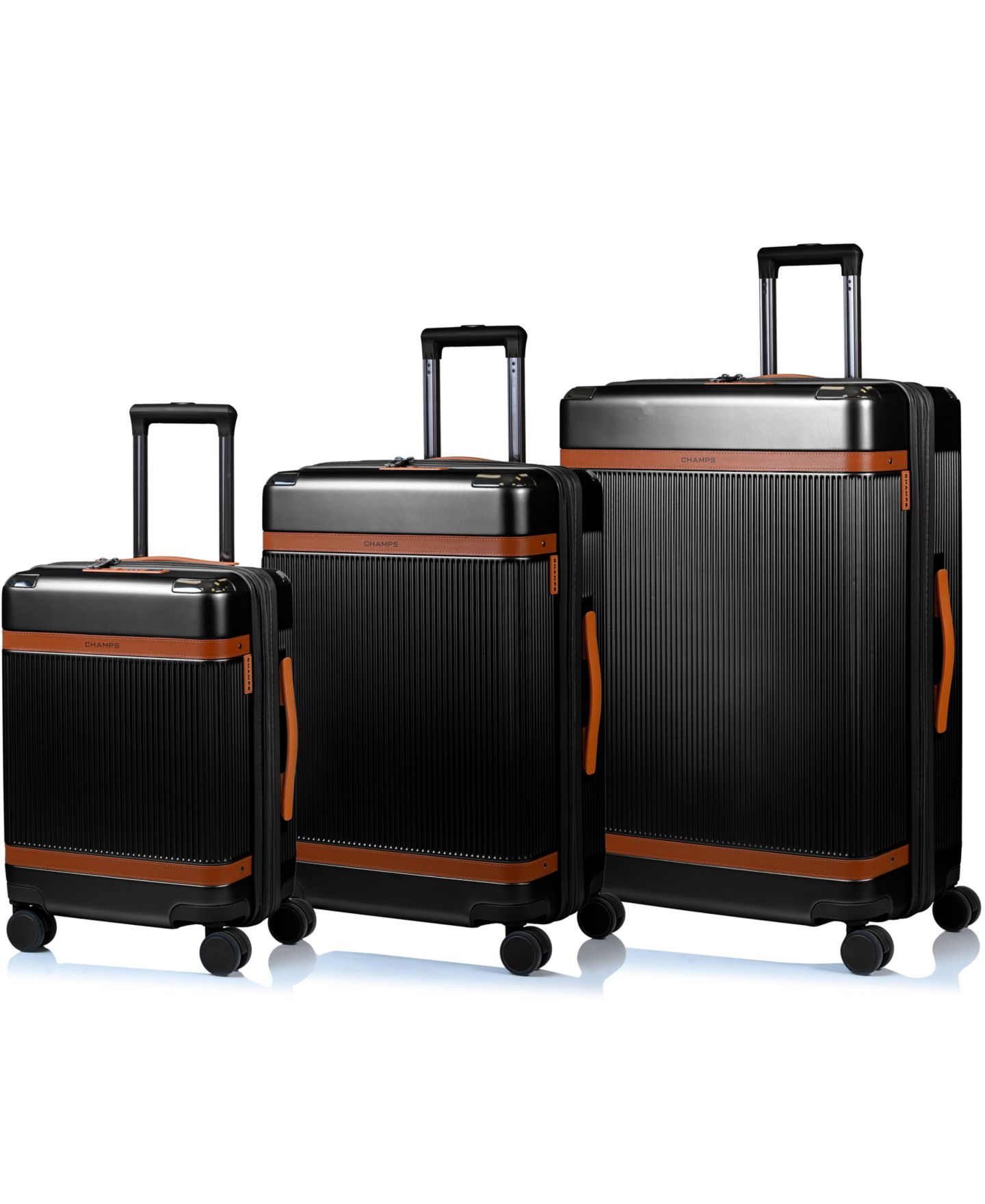 Чемоданы CHAMPS 3-Piece Vintage-Like Air Hardside Luggage Set, цвет: Чёрный — фото 1