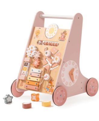 Wooden Baby Walker, with Wheels, Montessori Push Toys for Babies Learning to Walk, Baby Walkers Activity Center for Boys and Girls
