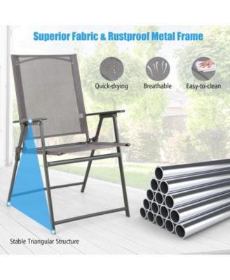 4PCS Patio Portable Metal Folding Chairs Dining Chair Set Poolside Garden