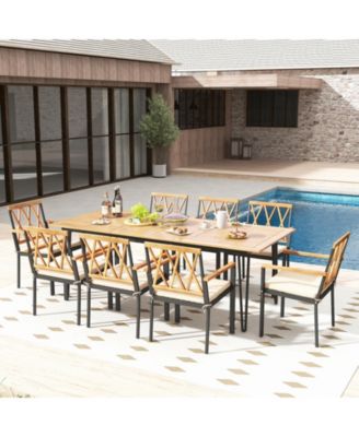 Patio Dining Chairs Set of 4 Metal Outdoor Chairs w/ Removable Padded Cushions