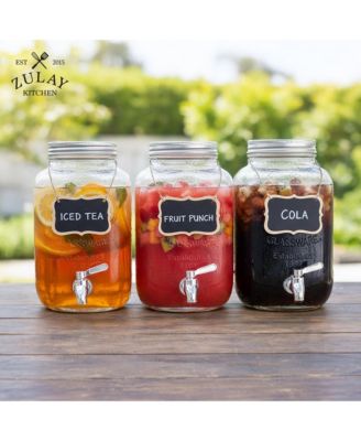 1 Gallon Glass Drink Dispenser with Spout and Stainless Filter