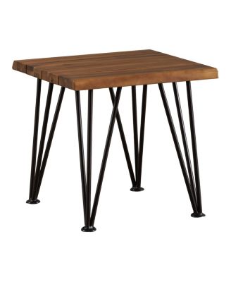 Wood and Metal Outdoor Accent Table