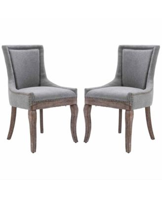 Extra Large Side Dining Chairs Set of 2, Fabric Upholstered Kitchen Chairs with Nail Head Decoration and Solid Wood Legs for Dining Room