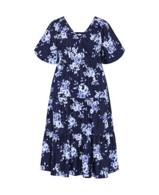 Women's Fantasy Floral Print V Neck Dress
