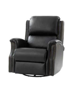 Hulala Home Felisa Traditional Swivel Rocker Manual Genuine Leather ...