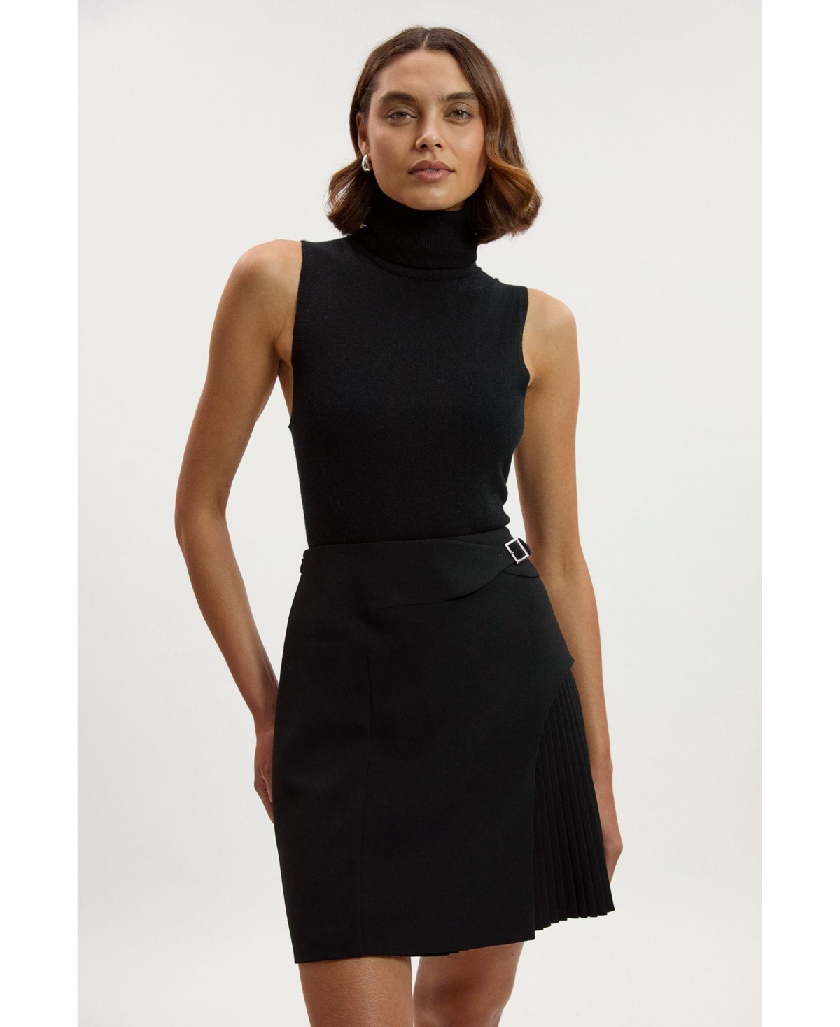 Karen Millen Women's Buckle Pleated Mini Skirt