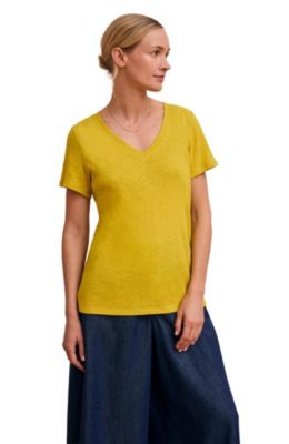 Women's Relaxed V-Neck Linen Blend T-Shirt