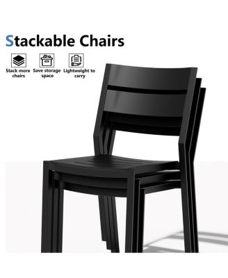 Outdoor Patio All-Weather Dining Chairs Set Aluminum Stackable Chairs