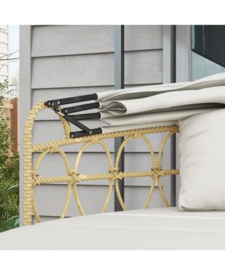 Patio Furniture Set w/ Cushions, Outdoor Daybed w/ Canopy,