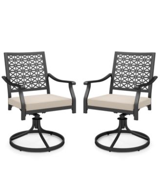 2 Pieces Outdoor Swivel Chairs Patio Dining Chairs w/ Padded Cushions