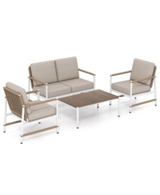 4-Piece Patio Furniture Set with Thick Cushions and Table