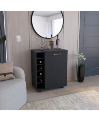 Bar Cart with Integrated Storage, Spacious Cabinet and Smooth Rollers