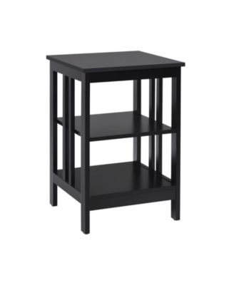 Set of 2 3-Tier Nightstands with Reinforced Side Bars and Open Shelves