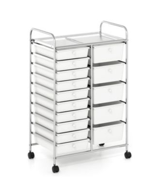15-Drawer Chrome Rolling Storage Trolley with 88 lbs Total Capacity