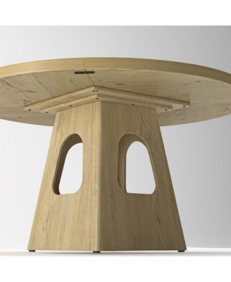 47" Round Dining Table for 4-6, Farmhouse Kitchen Table with Wooden Tabletop and Storage Base for Living Room, Dining Room