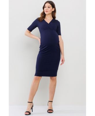 Women's Wrap V-Neck Nursing Midi Dress