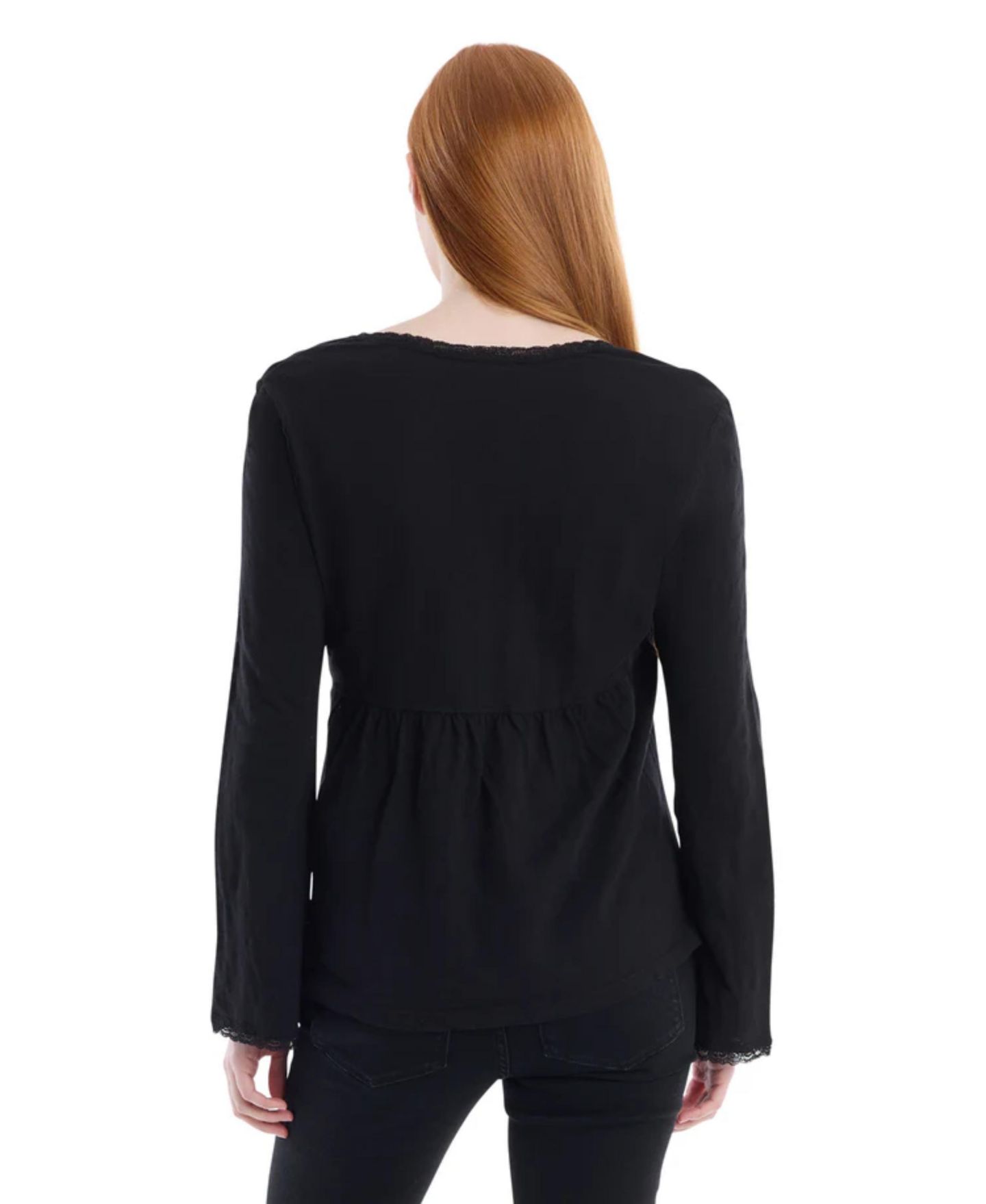 Женский топ WILT Clothing V-Neck Long Sleeve Empire, цвет: Чёрный — фото 6
