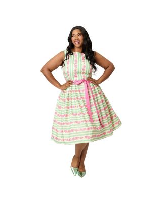 Plus Size Sleeveless Belted Swing Dress