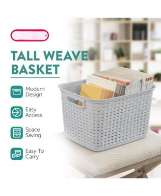 Tall Weave Woven Plastic Storage Baskets With Handles Gift Basket