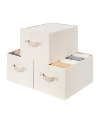 3 Piece Fabric Closet Organizer Storage Bin Foldable Shelf Basket