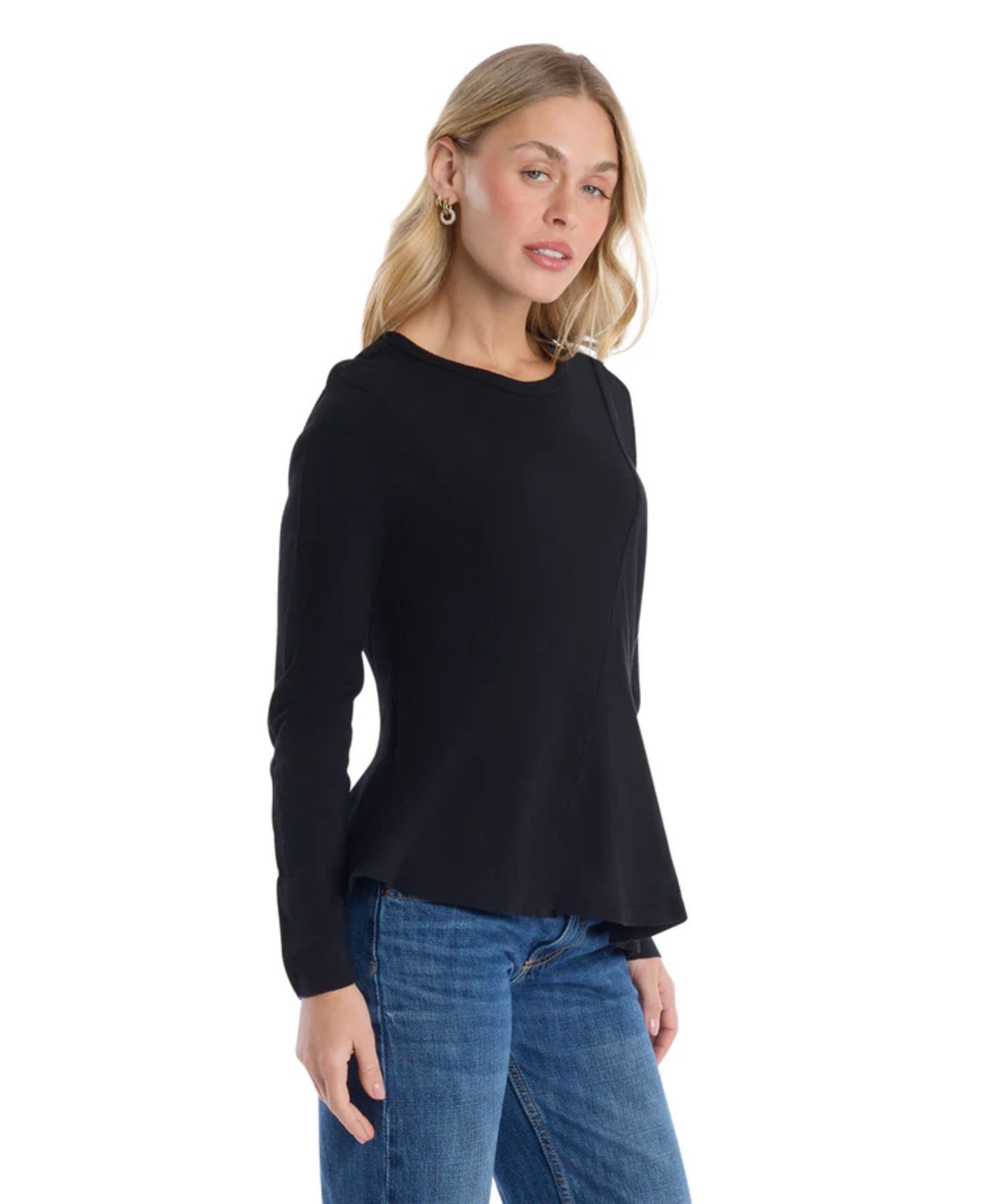 Женская футболка WILT Clothing Round Neck Long Sleeve, цвет: Чёрный — фото 3