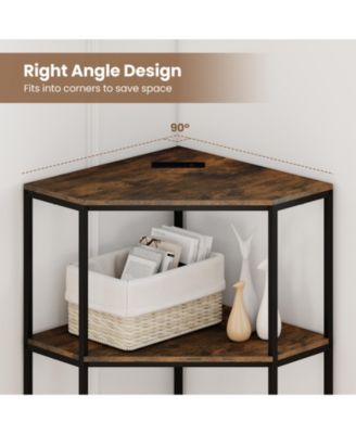 Corner Printer Stand 3-Tier with Charging Station