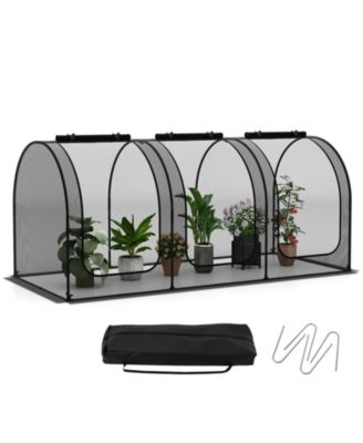 Large Tunnel Crop Cage with Roll Up Zippered Doors