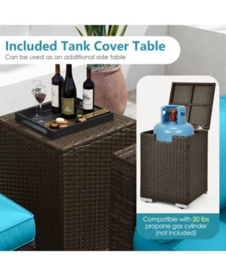 7 Piece Outdoor Furniture Set with Fire Pit Table and Propane Tank Cover