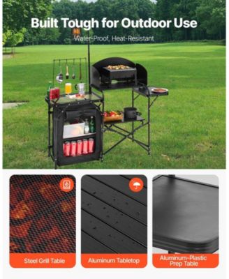 Portable Aluminum Camping Kitchen Table With Storage for BBQ and Picnic