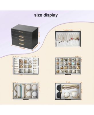 5 Layer Jewelry Organizer Box with Necklace Hanger Drawers Earrings Bracelet Storage Gifts