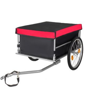 Foldable Bike Cargo Trailer, Heavy Duty Bicycle Wagon Cart with 20'' Wheels, Removable Cover, 120 lbs Capacity for Luggage, Groceries