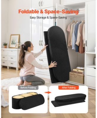 Oval Storage Ottoman Bench, Foldable Teddy Fleece End of Bed Bench, 660 lbs Capacity